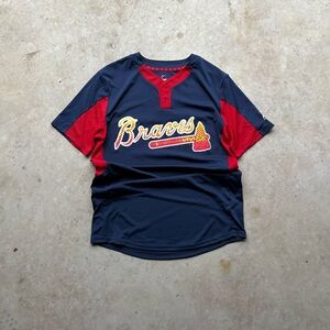 Majestic Navy and red Atlanta Braves baseball Pardini jersey